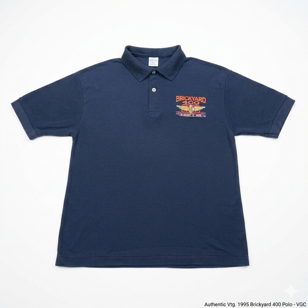 Vtg 1996 Brickyard 400‎ Polo Shirt Mens Medium Logo 7 Made in USA NASCAR Racing